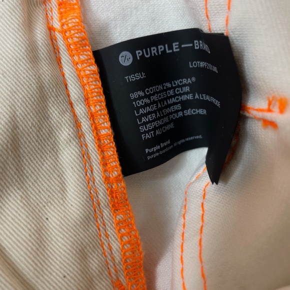 Purple Brand P001 White Neon Stitch Orange Jeans NWT Sz 34 - Picture 9 of 15